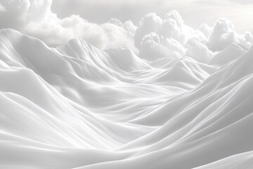 Fototapeta premium Serene White Mountainscape Under Soft Cloudscape A Dreamlike Abstract Landscape