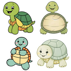 Fototapeta premium watercolor style turtle vector sticker, PNG, cute poster, PNG bundle, clipart, isolated background