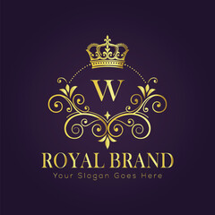 Letter W luxury gold logo concept
