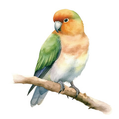 watercolor Lovebird isolated white background