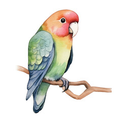 watercolor Lovebird isolated white background