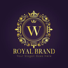 Letter W luxury gold logo concept
