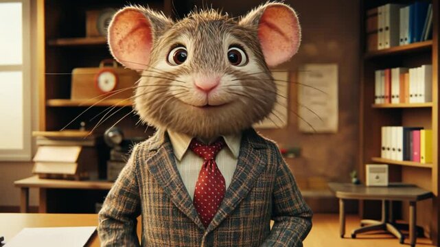 Charming Anthropomorphic Mouse in a Suit