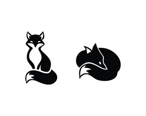 fox black vector logo illustration design image