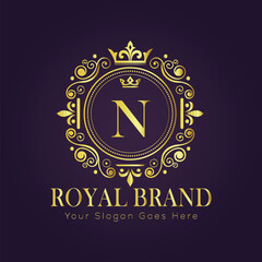Letter N luxury gold logo concept