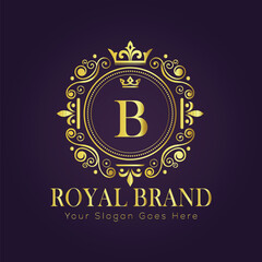 Letter B luxury gold logo concept
