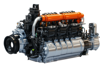 Powerful Industrial Engine A Close Up View of a Large, Heavy Duty Motor Isolated on transparent Background