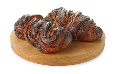 Tasty buns with poppy seeds isolated on white