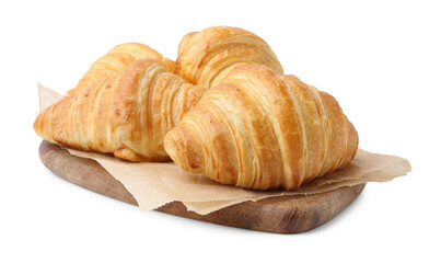 Tasty fresh croissants isolated on white. Puff pastry