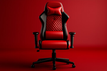 Red and Black Gaming Chair on Red Background