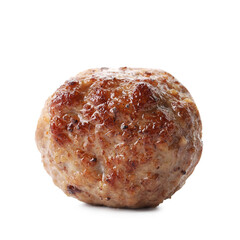 One tasty cooked meatball isolated on white