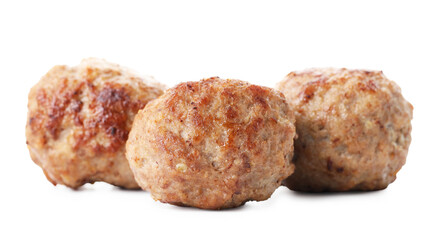 Group of tasty cooked meatballs isolated on white