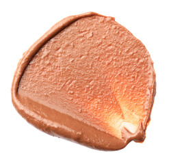 Sample of tasty nut butter isolated on white, top view