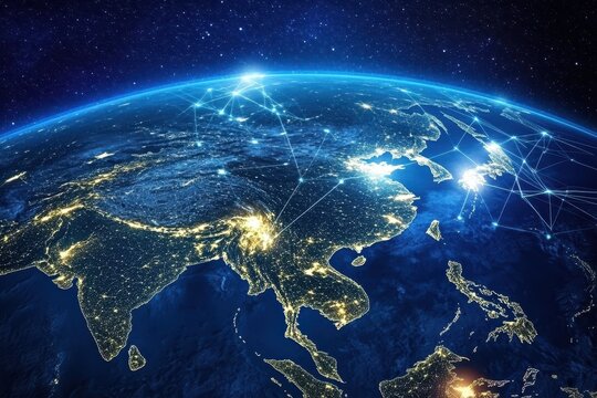 Global network Asia nighttime connections