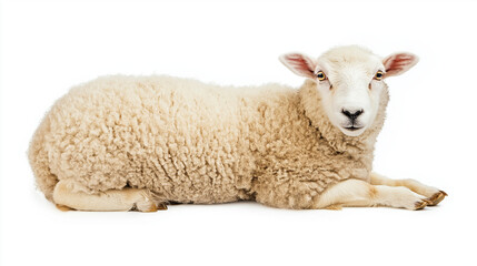 Fototapeta premium sheep with thick fur isolated on white background