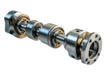 High Precision Linear Bearing System Components Isolated on transparent Background