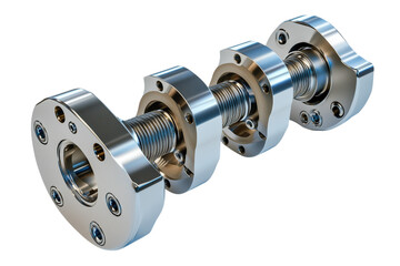 High Precision Ball Screw Linear Actuator System Components Isolated on transparent Background