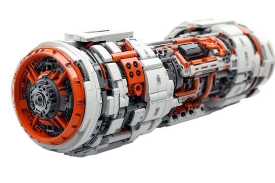 Detailed Futuristic Engine Mechanism Render Isolated on transparent Background