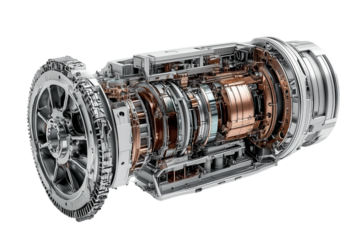 Detailed Cutaway of an Intricate Engine Mechanism Isolated on transparent Background