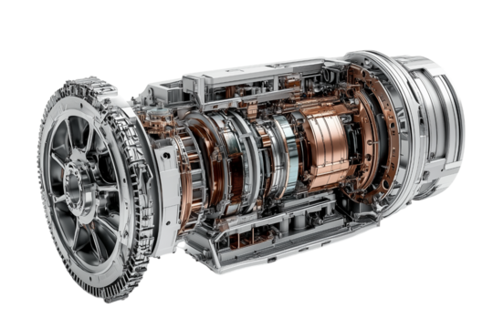 Detailed Cutaway of an Intricate Engine Mechanism Isolated on transparent Background