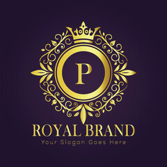 Letter P luxury gold logo concept