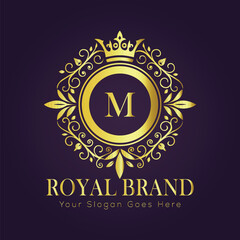 Letter M luxury gold logo concept