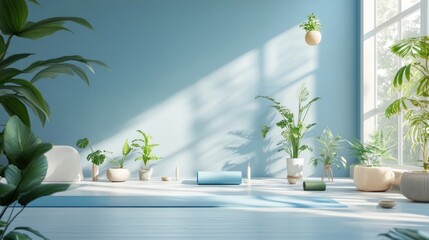 Serene home yoga studio with plants, sunlight