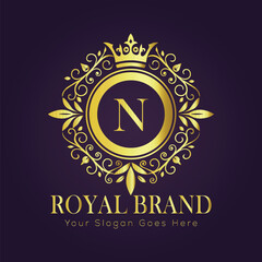 Letter N luxury gold logo concept
