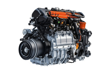 Fototapeta premium Powerful Automotive Engine Close Up Isolated on transparent Background