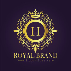 Letter H luxury gold logo concept
