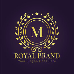 Letter M luxury gold logo concept
