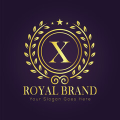 Letter X luxury gold logo concept