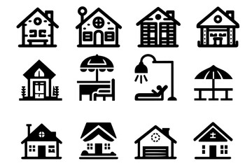 Elegant Home Outline Icons