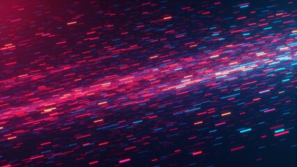 Vibrant streaks of light create a cosmic dance in a digital realm at twilight