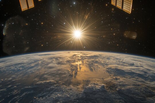 Sunrise Earth Space Station Solar Flare