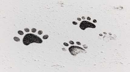 Bear paw prints on textured wall, nature background, wildlife conservation
