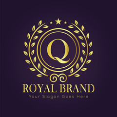 Letter Q luxury gold logo concept
