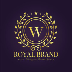 Letter W luxury gold logo concept
