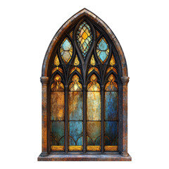 Fototapeta premium Gothic-style stained glass window with intricate designs and vibrant colors