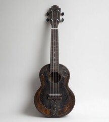 Naklejka premium Elegant Dark Wood Acoustic Guitar Displayed