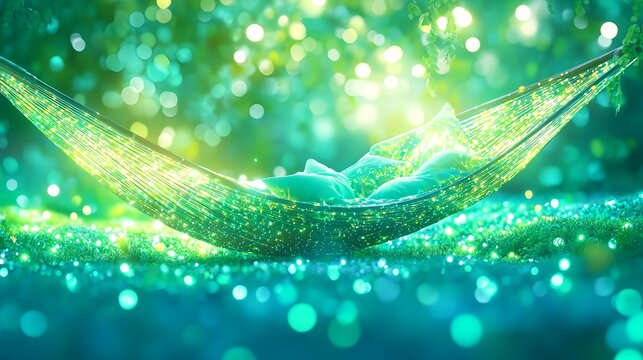 magical hammock, green nature, serenity - bokeh