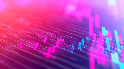 Fototapeta premium Colorful digital data visualization with abstract lines and graphs.