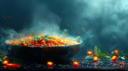 A chili recipe competition reveals secrets in this flat design culinary showdown illustration