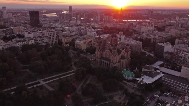 High angle view of Belgrade, capital of Serbia.