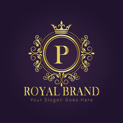 Letter P luxury gold logo concept