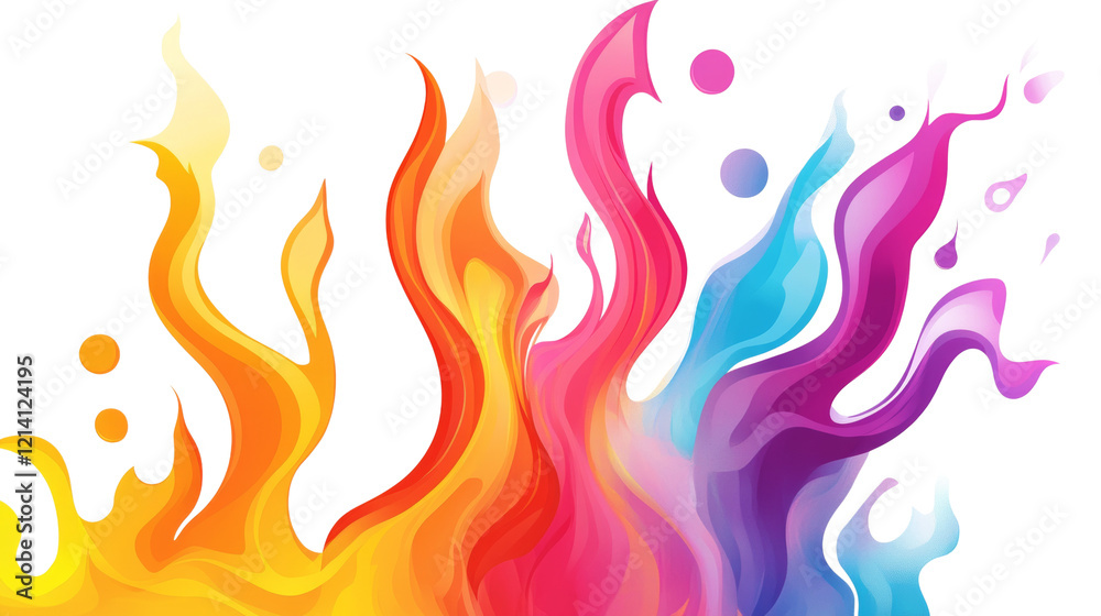 Aufkleber A vibrant abstract image depicts stylized flames in a spectrum of flowing colors, creating a dynamic and energetic visual.