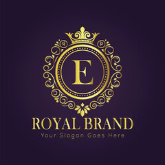 Letter E luxury gold logo concept

