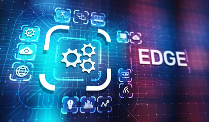 Obraz premium Edge computing modern IT technology on virtual screen concept.