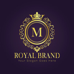 Letter M luxury gold logo concept