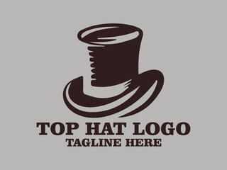 Top hat vector illustration perfect for branding, fashion, fashion depicting fashion trends and dressing styles, formality depicting formal events and formal wear, timeless classic design top hat logo